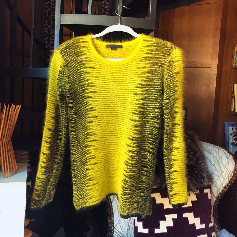Alexander Wang yellow and black angora sweater.